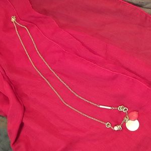 Lia Sophia 19-in gold necklace/pendant with red bead same day shipping